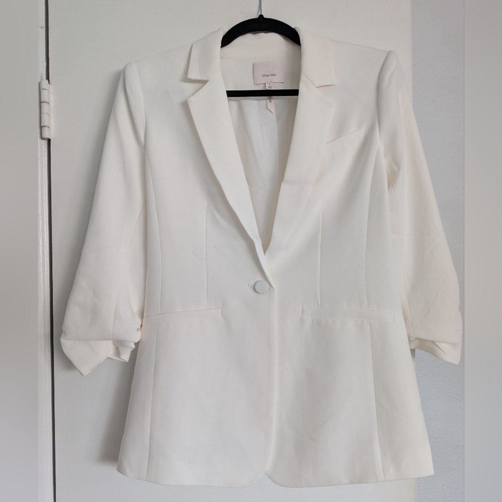 Cinq A Sept New Khloe Crepe White Lined Blazer Sz 4